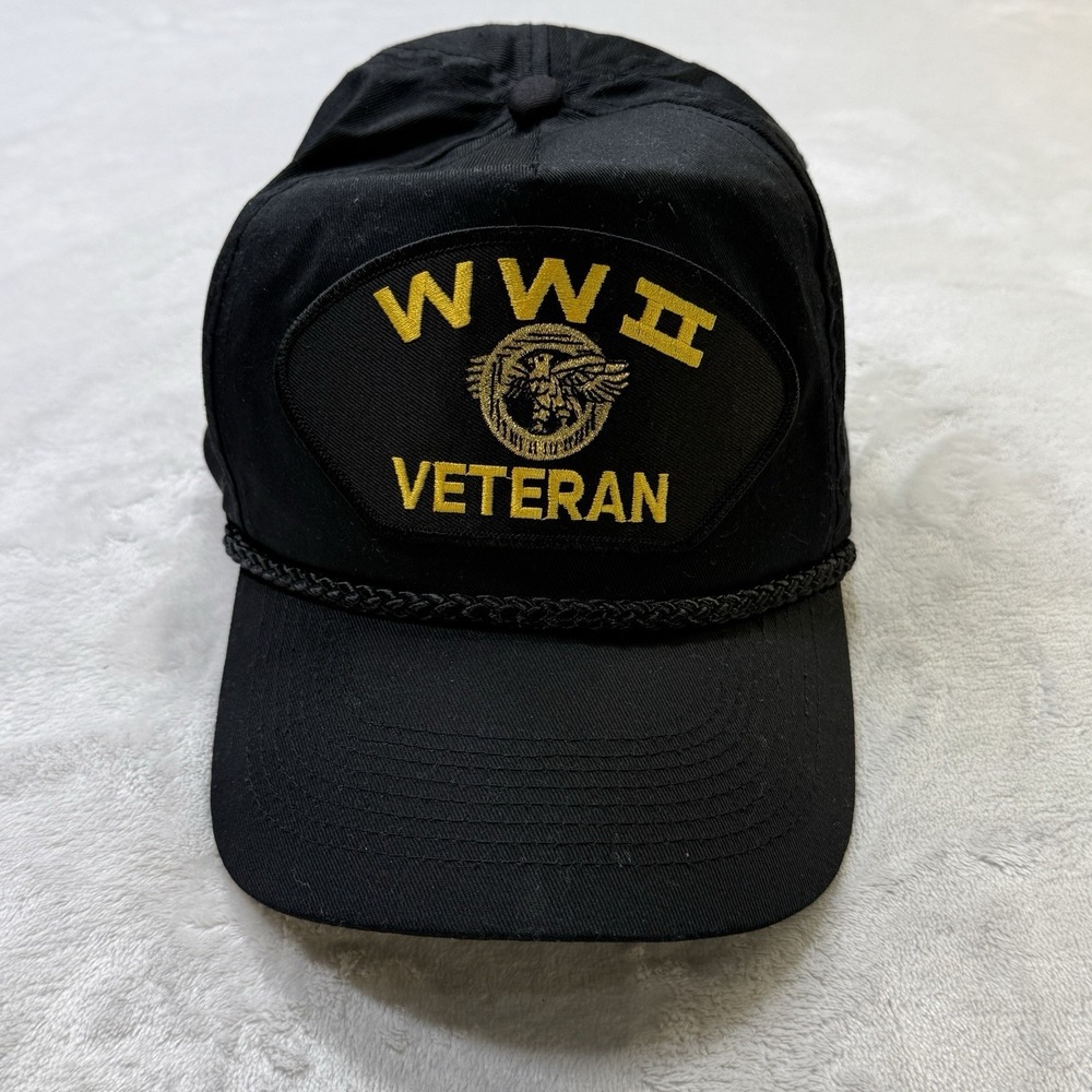 WWII‎ Veteran Snapback Hat Black Military Rope Cap Cobra USA Veteran Hat